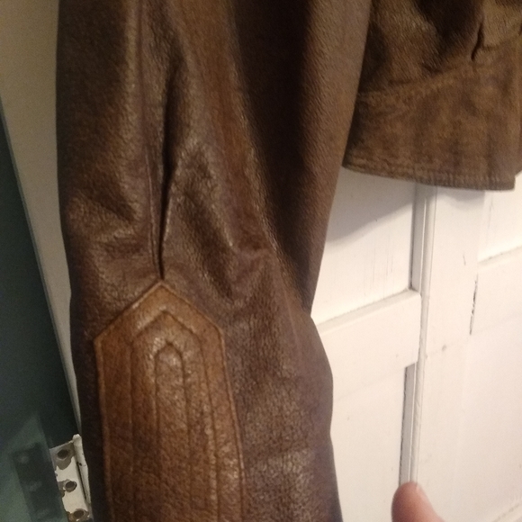 1980"s vintage leather jacket large Vintsge Leather Bomber Brown Caramel - Picture 6 of 14